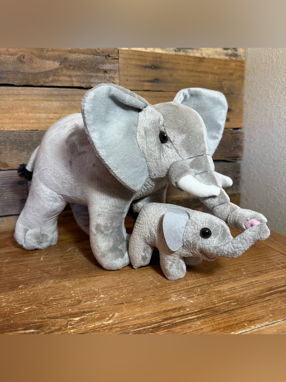 Wild Republic Mother & Baby Elephant With Trunk Up 15" Elephant & Calf Plush